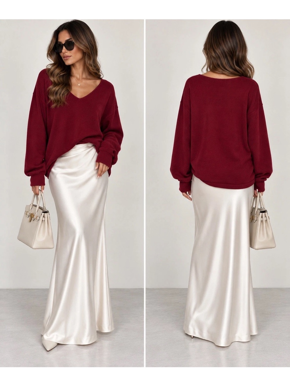 Sweater Oxford Golf 3X Large Cotton V Neck Burgundy Dark Red Long Sleeve